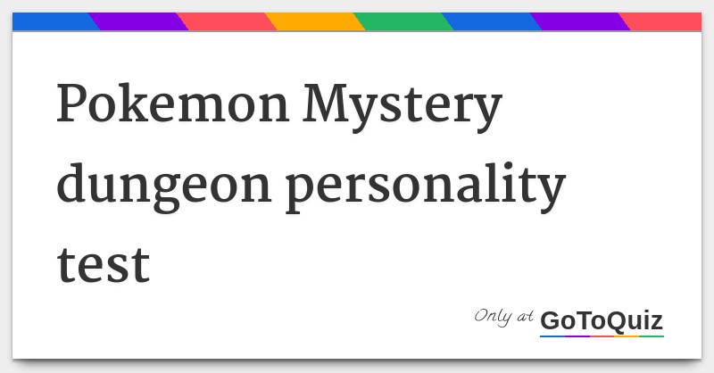 Pokemon Mystery Dungeon Quiz